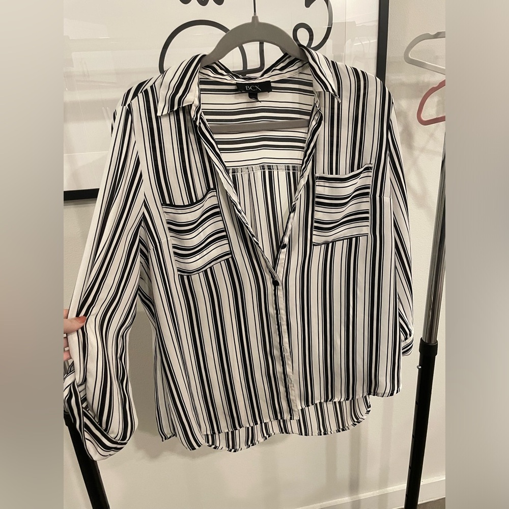 striped button up blouse